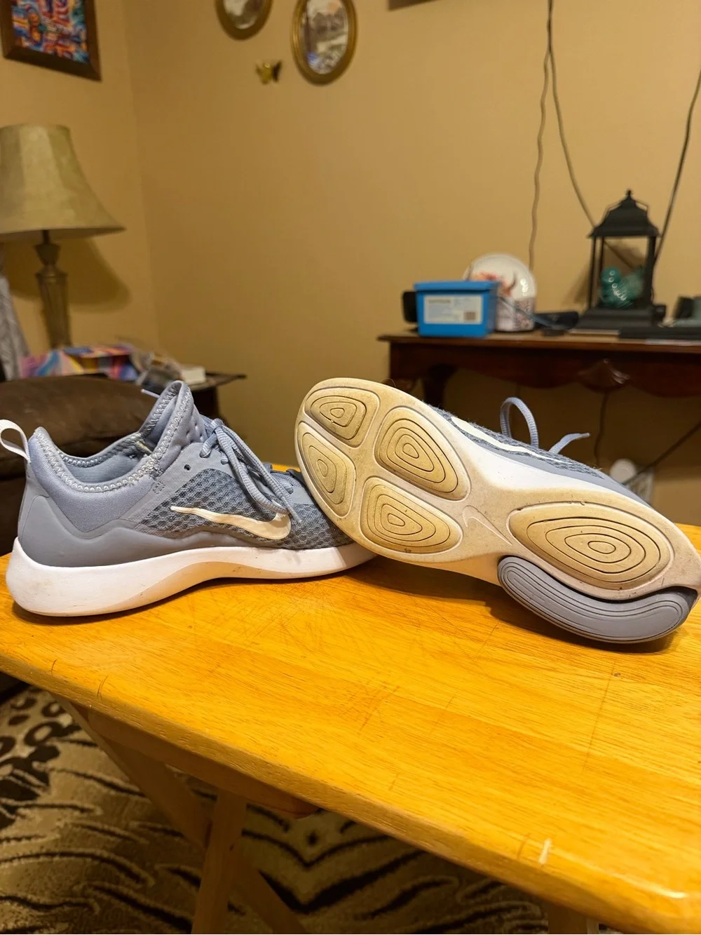 Nike Women's Gray Mesh Training Sneakers with White Sole